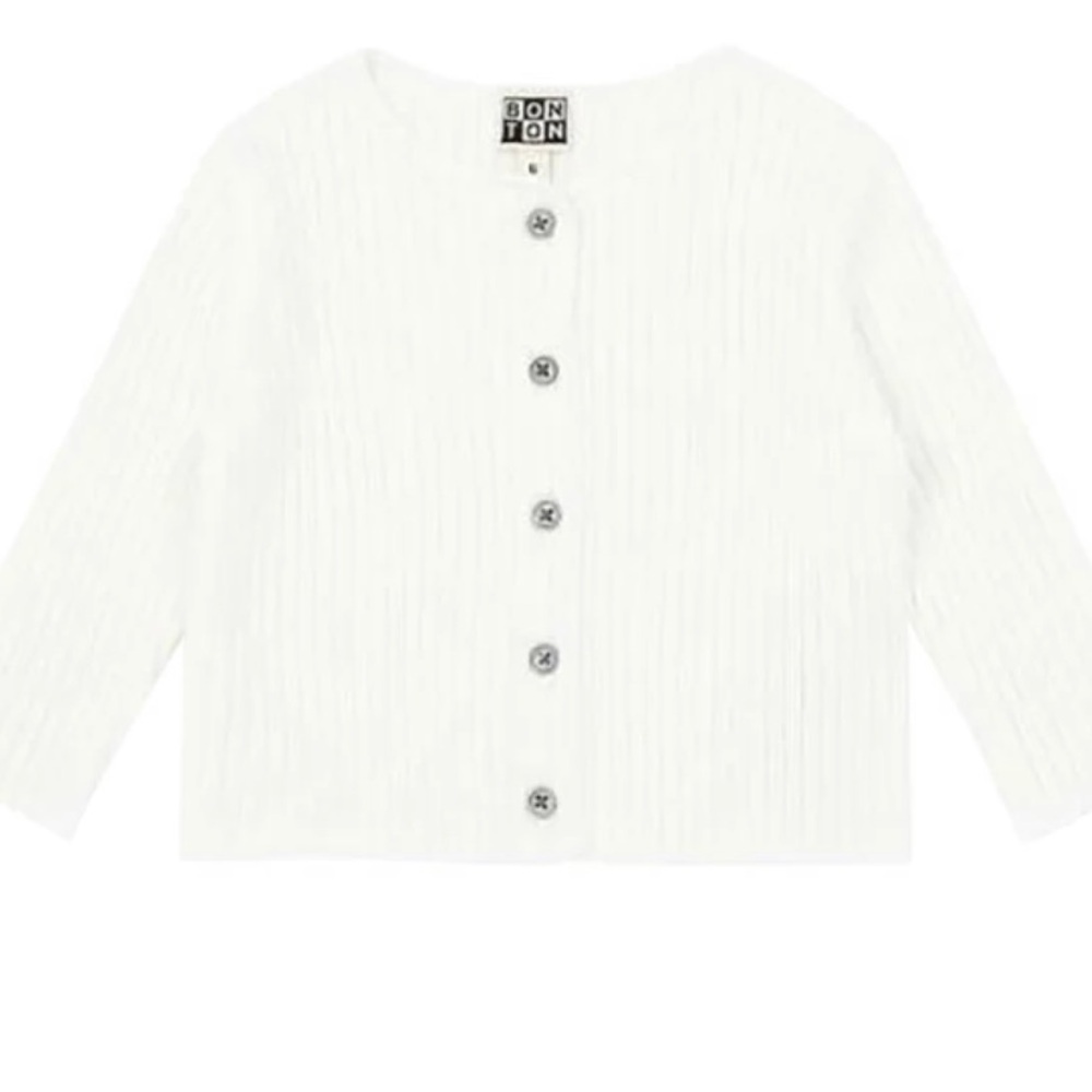 BNWT Bonton White Button-Up Cardigan